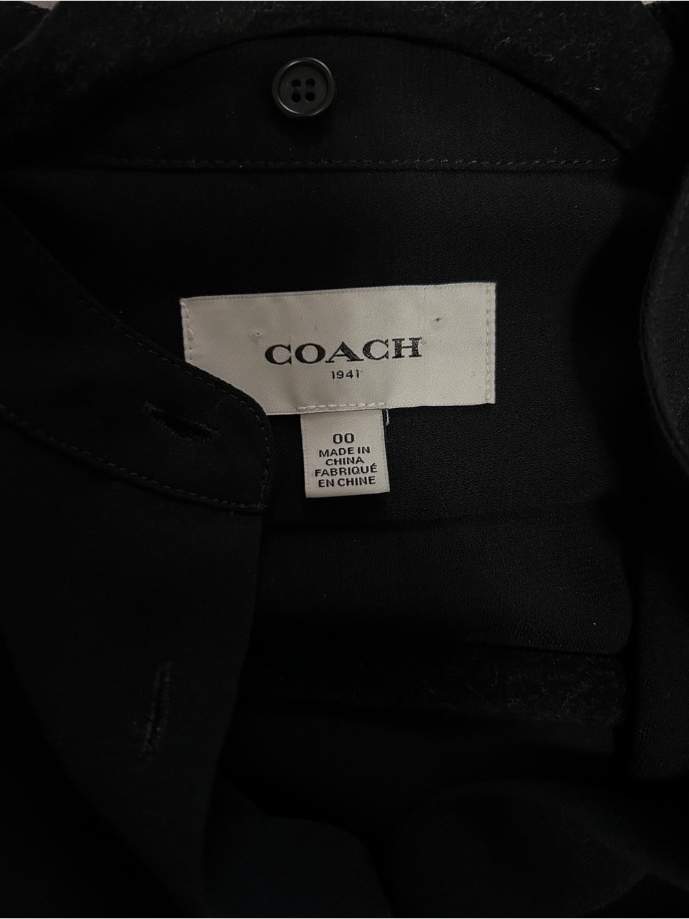 COACH Button Up Mandarin Collar Shirt Dress Black - Picture 4 of 9